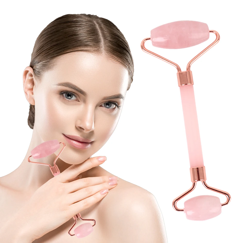 High Quality Rose Quartz Nature Jade Roller Facial Skin Care Messager