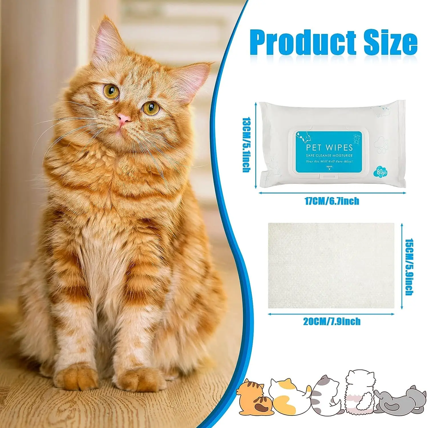 Pet Wipes Cat Grooming Puppy Wipes Dog Body Cleaning Bath Stain Odor Remover