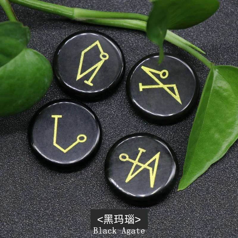 factory outlet  selling agate crystal gem ancient Greek energy four angels guarding Reiki carve symbol Circular Stone