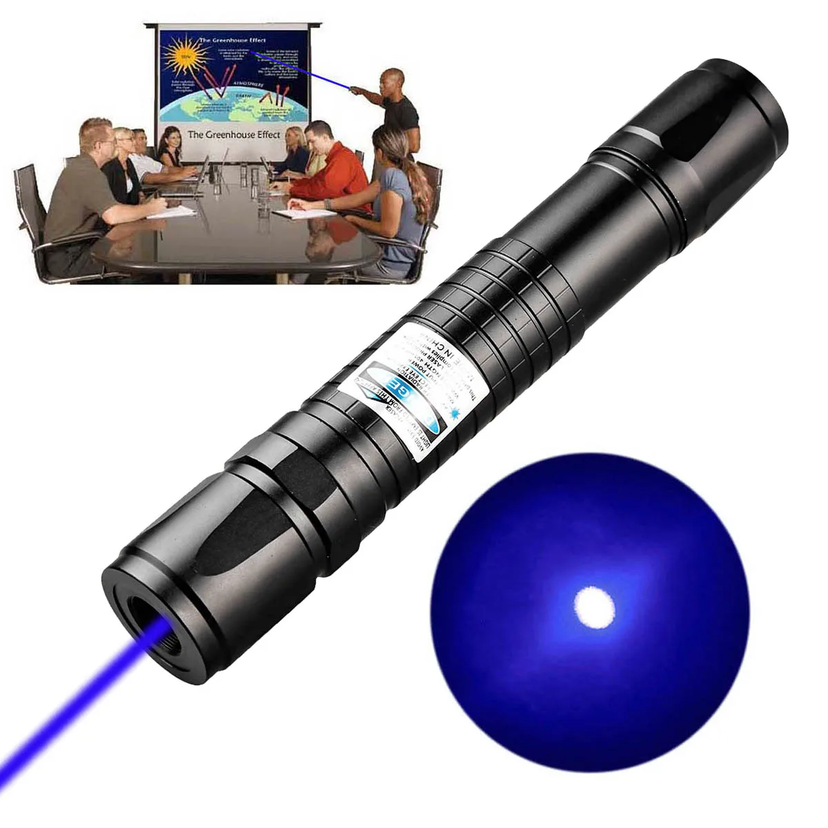 Rechargeable Blue Laser Light  405nm  Laser Pointer High Power Aluminum Case Visible Beam Laser with Battery