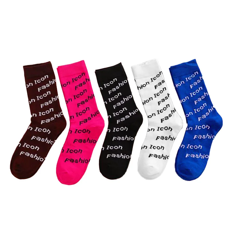 
Factory custom logo embroidered black designed crew creative cotton men for men printed socks 