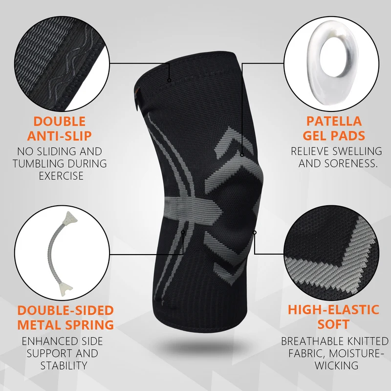 Knee Compression Sleeve with Patella Gel Pad Medical Grade Knee Protector for Running Sports Protection