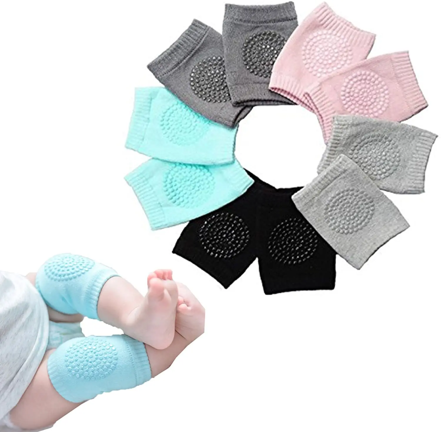 2023 Knitted Anti Slip Baby Knee Pads For Crawling Protective Knee Pads