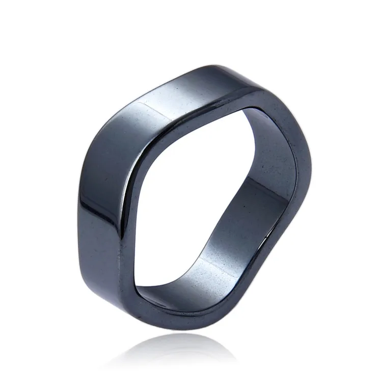 Wholesale factory price 6mm width natural original magnetic Hematite Stone Rings Size 5 healing power health for men or women