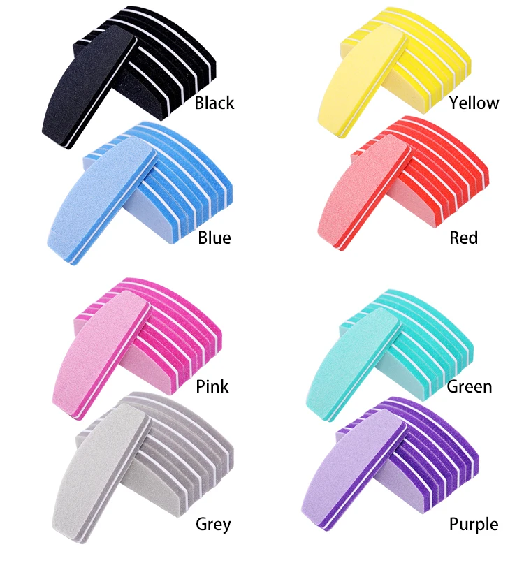 Manufacture Wholesale Professional High Elastics Sponge Nail File Disposable Mini Half Moon Sponge Nail File