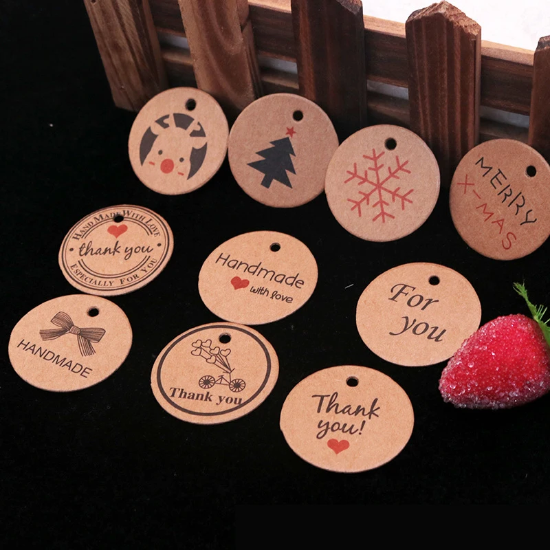 Custom Christmas Labels Discount Design DIY Arts Crafts Kraft Paper Christmas Gift Hang Tag