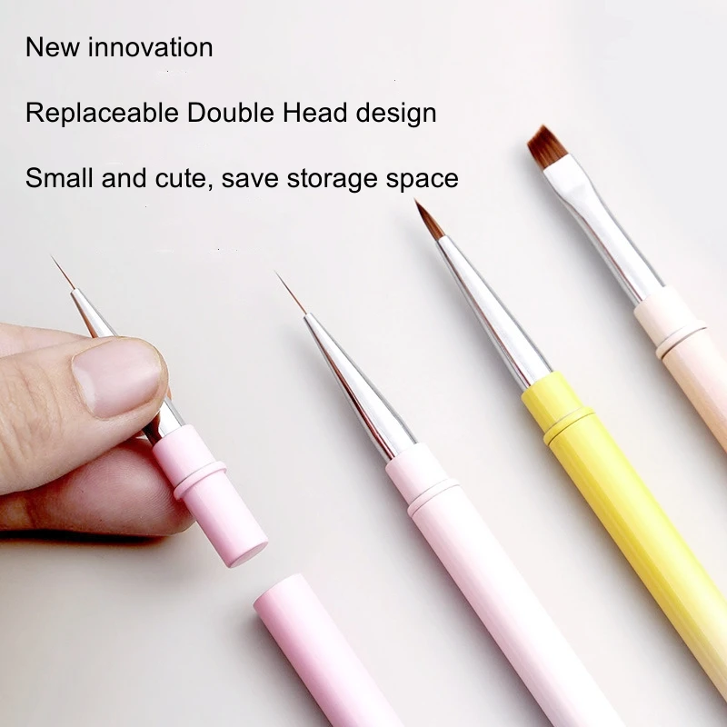 Professional Manicurist Tool Double Sides Nail Painting Brushes Metal Handle Brush Gradual Color Brushes For Nail Art Salon