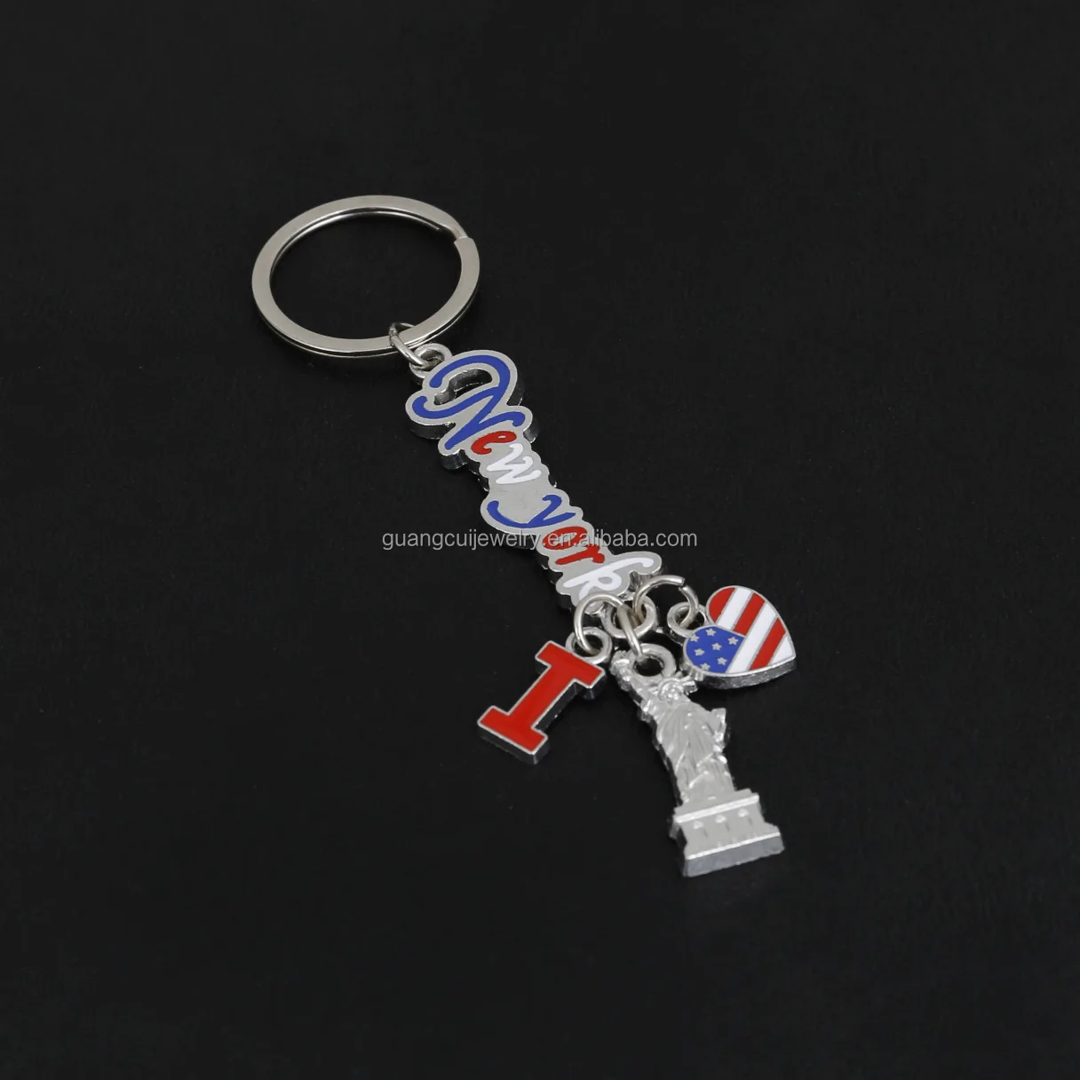 Custom design New York souvenir metal zinc alloy enamel city state shape keychain