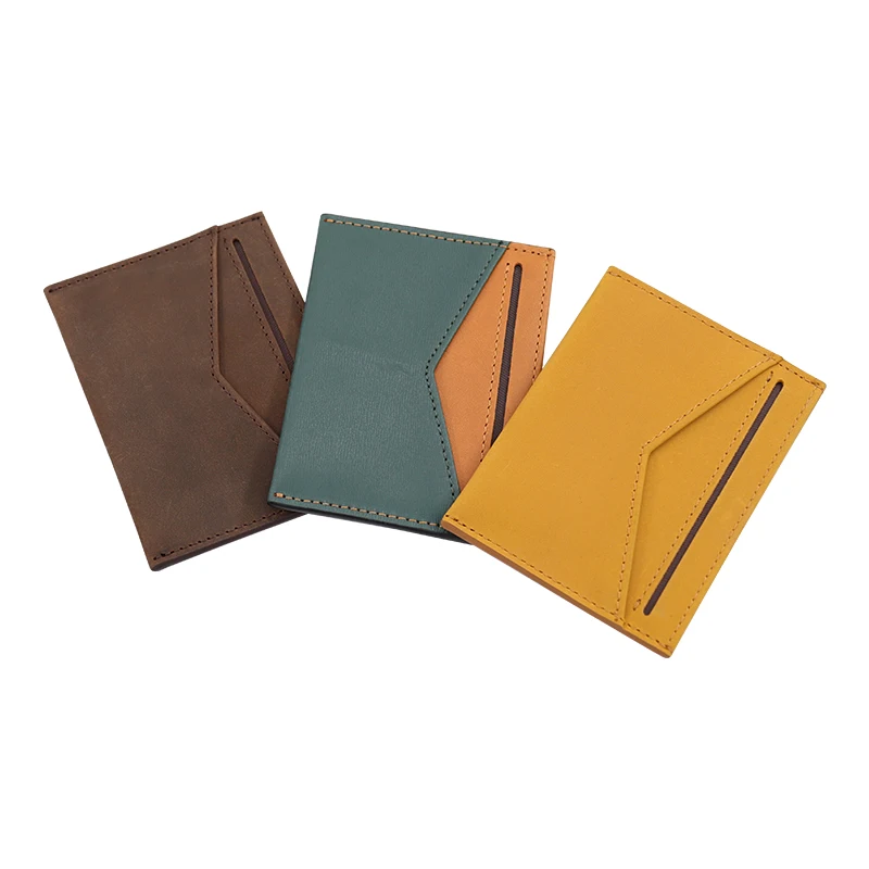 Custom genuine Leather Id Card Holder ultra -thin mini wallet card holder leather credit card holder