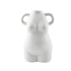 Redeco New Arrival White Body Vase Molds White Matte Human Matte Vase Small Ceramic Body Vase For Home Decor