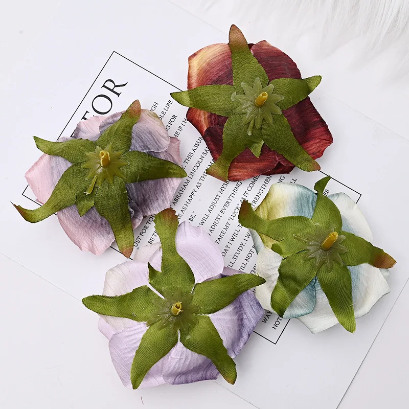 Artificial  Silk Roses Flower Head for Wedding Flowers Accessories Make Bridal Hair Clips Headbands Dress