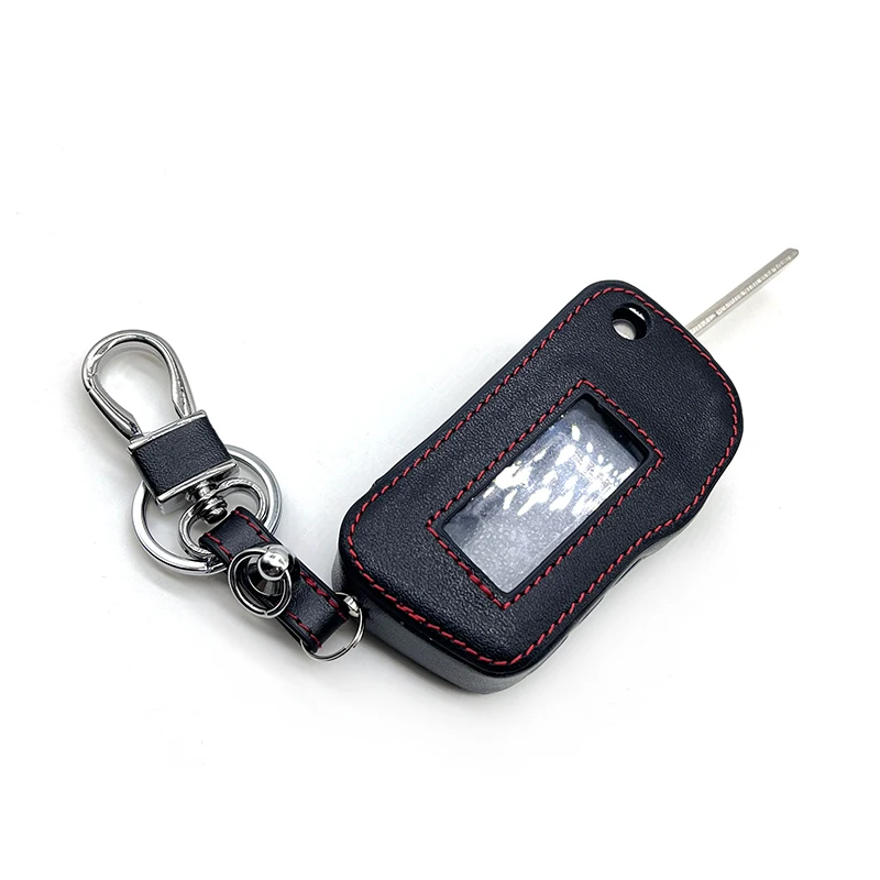 Leather keycase suitable for Starline A93 folding remote control uncut keychain two-way car alarm Starline A93 dual key