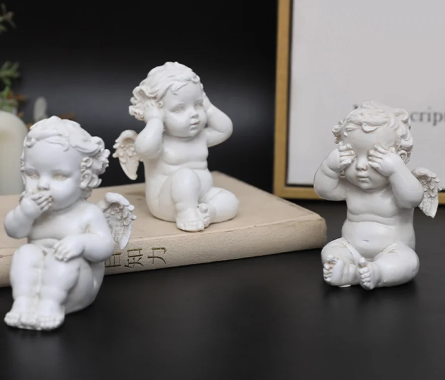 Nordic retro old cupid angel decoration resin plastic figure decoration home porch like decoration