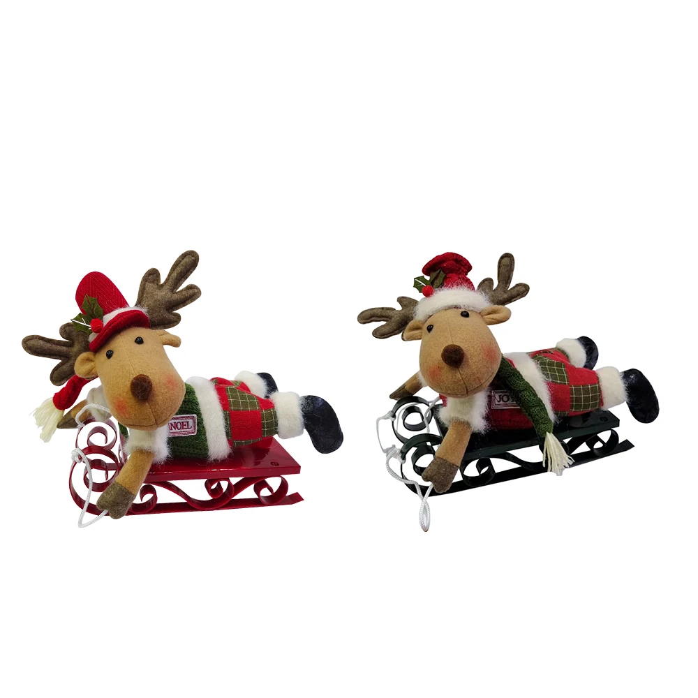 Custom Christmas Doll Santa Sleigh Elk Plush Toy Antlers Sitting Kids Reindeer Ornaments