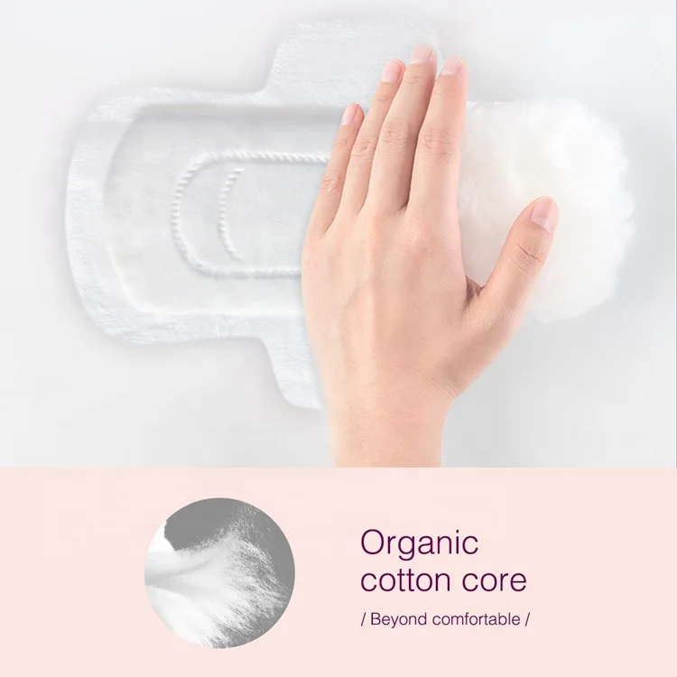 
Italy 100% certified organic cotton absorbent core sanitary pads napkin biodegradable PLA sanitary towels in low price 