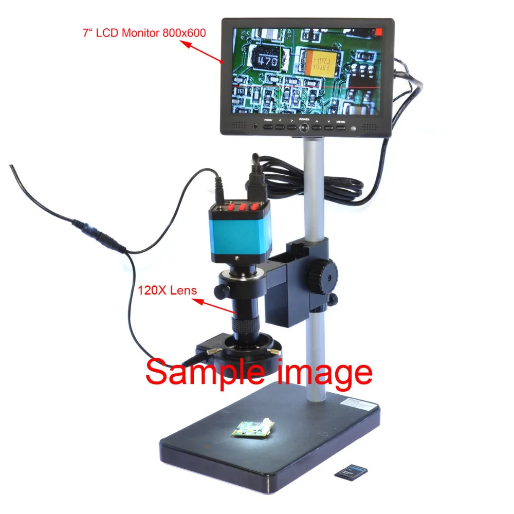 120X Zoom Lens Industrial Vision Lens C-Mount Glass Lens with 50mm Ring Adapter for Industrial Digital Microscope Camera