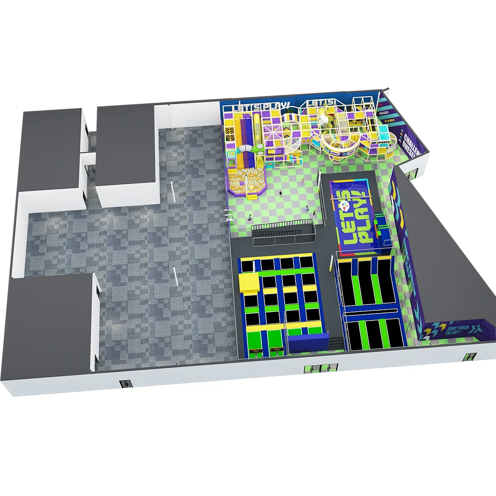 Pokiddo 1600sqm Large Indoor Sports Complex Park Durable Trampoline Park with Exciting Features