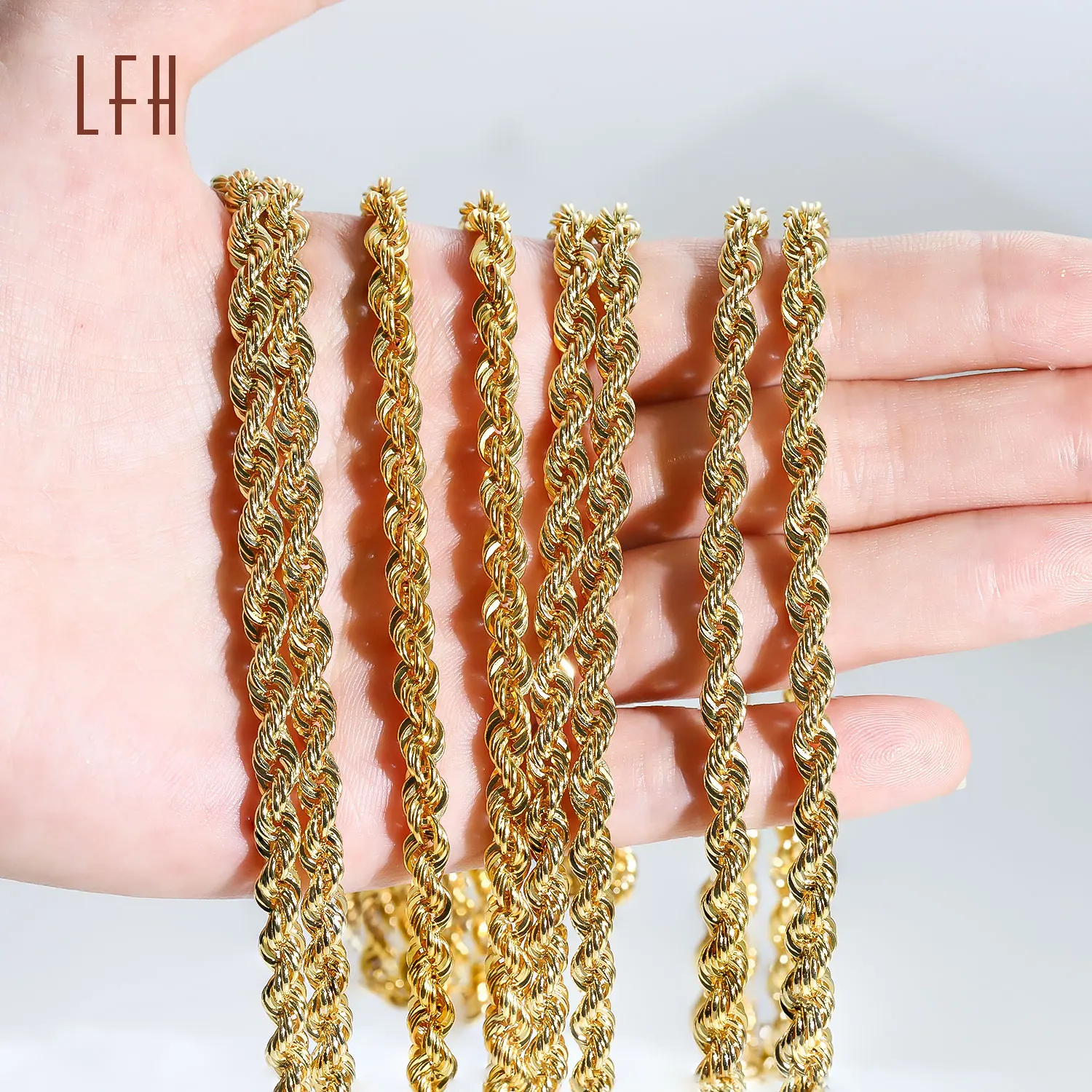 Bulk sale Twisted Link Rope Chain Au750  Jewelry Pawnable 18k Manufacturer saudi gold jewelry pawnable 18k 18k Real Gold Chain