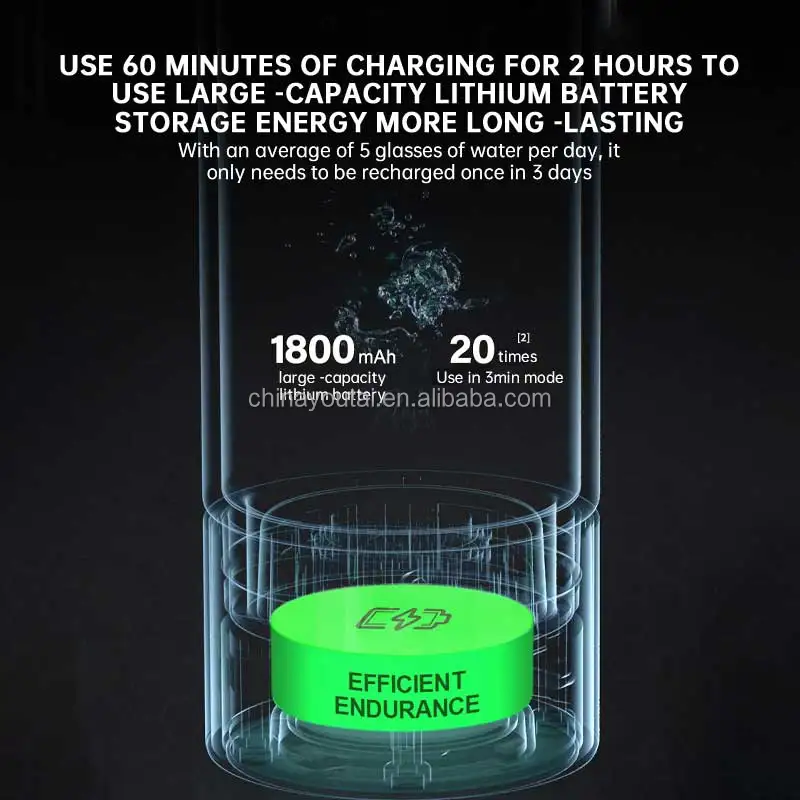 Home Use 400ml Rich Hydrogen Water Generator 6000PPB Portable  Hydrogen Rich Water Bottle with SPE PEM Technology