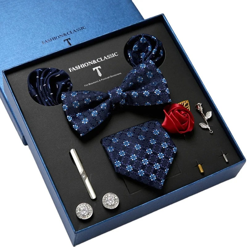Новинка Мужская Подарочная коробка галстук модная деловая полоса квадратное полотенце комбинированный набор