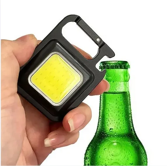Rechargeable 4 Light Modes Portable Pocket Light Keychain Mini Flashlight With Bottle Opener,Magnet Base,Folding Bracket