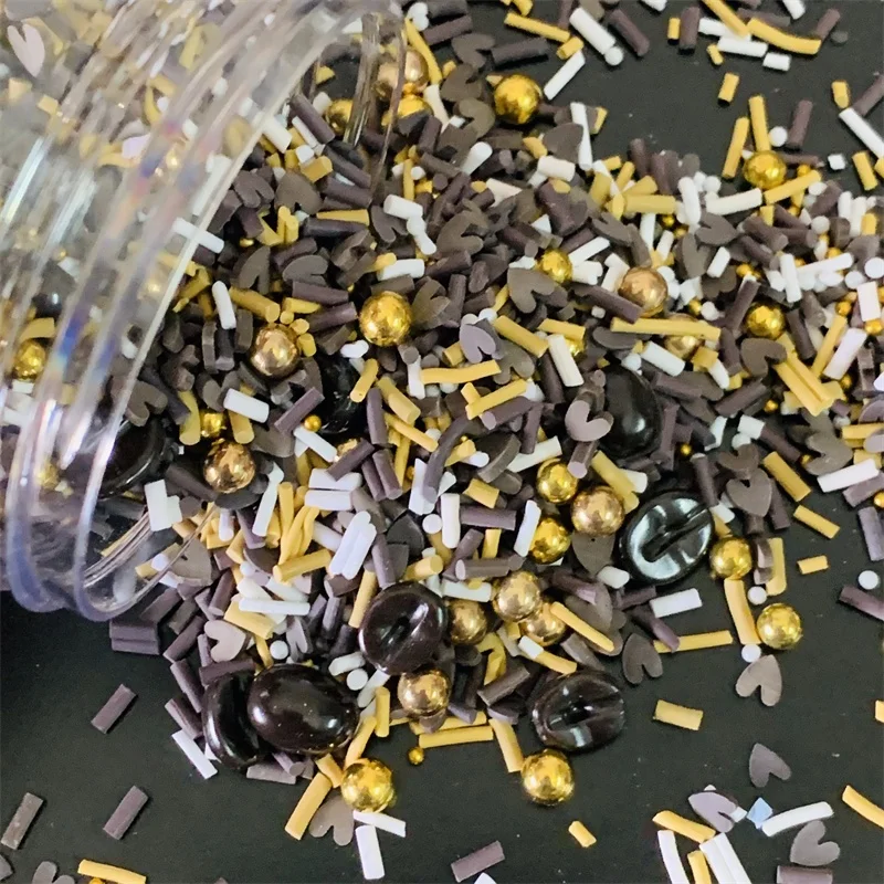 1kg/bag Mixed Coffee Bean Shape Resin Polymer Clay Slices Chocolate food  For Slime Fillers Holiday Diy Accessories