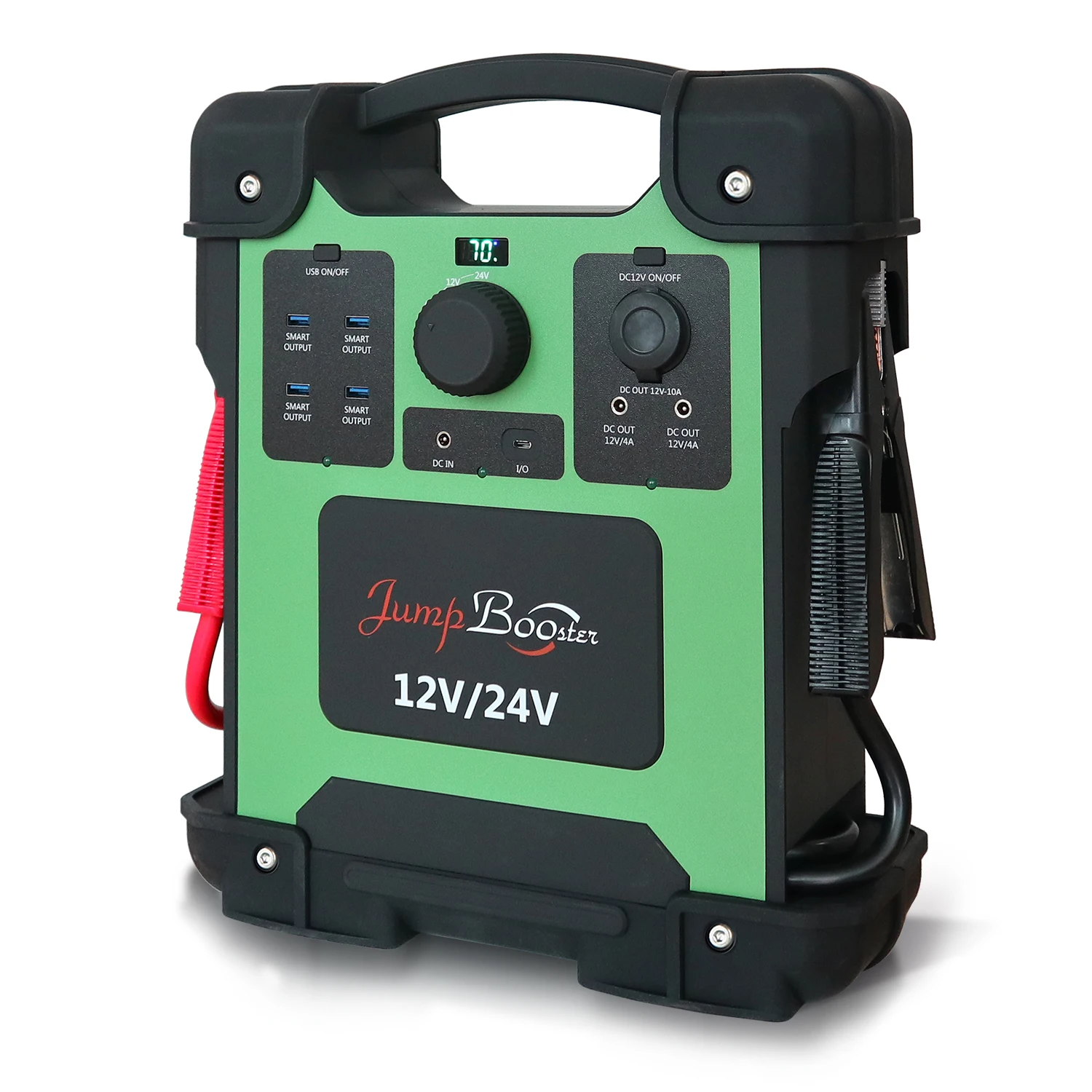 High capacity Jumpstarter 12v 24v Car Jump Starter Power Bank with thick cables and metal clamps