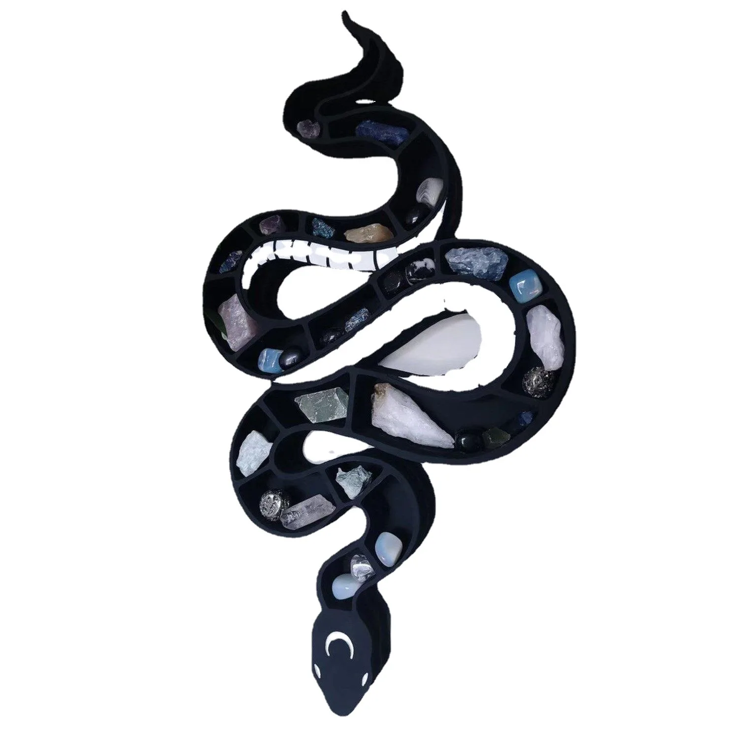 Новинка 2023, деревянная стеллаж со змеиным кристаллом, креативная настенная полка из массива дерева