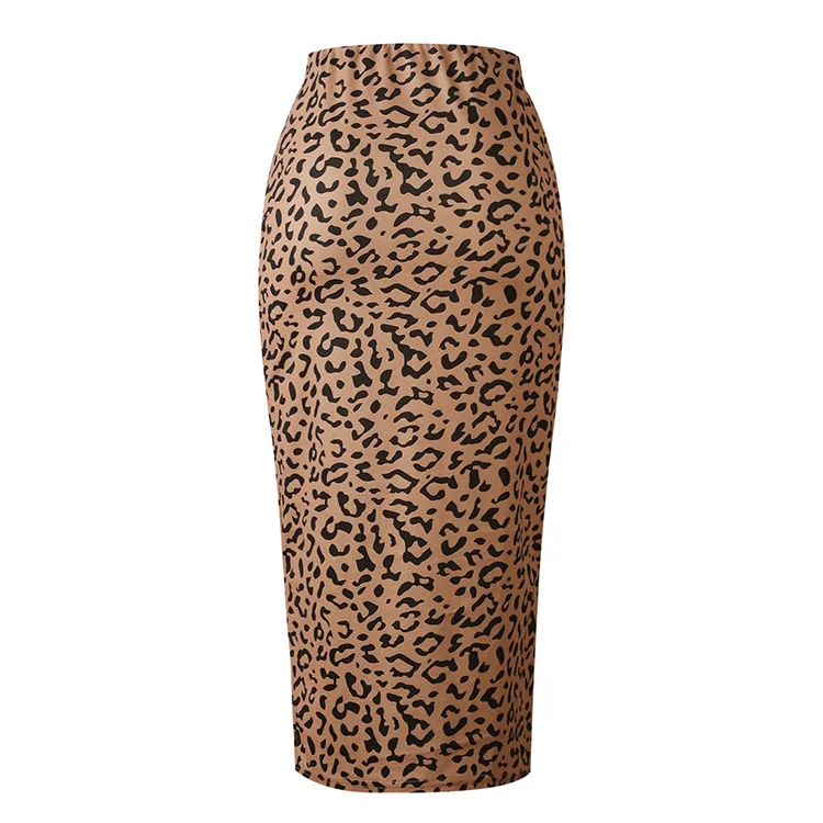 New design ladies office wear high waist skirts leopard printed casual party long maxi skirt formal pencil midi skirts