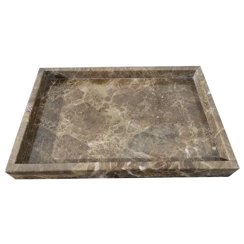 TMZ OEM/ODM marmol Marmar Factory Price Hot Sale Rectangular Nero marquina serving Marble Tray marble tray with gold edges