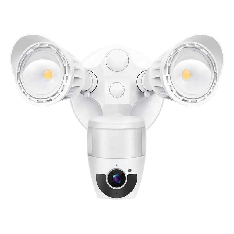 Smart LED Security camera  light With Motion Sensor two head Flood light with Camera  App Control