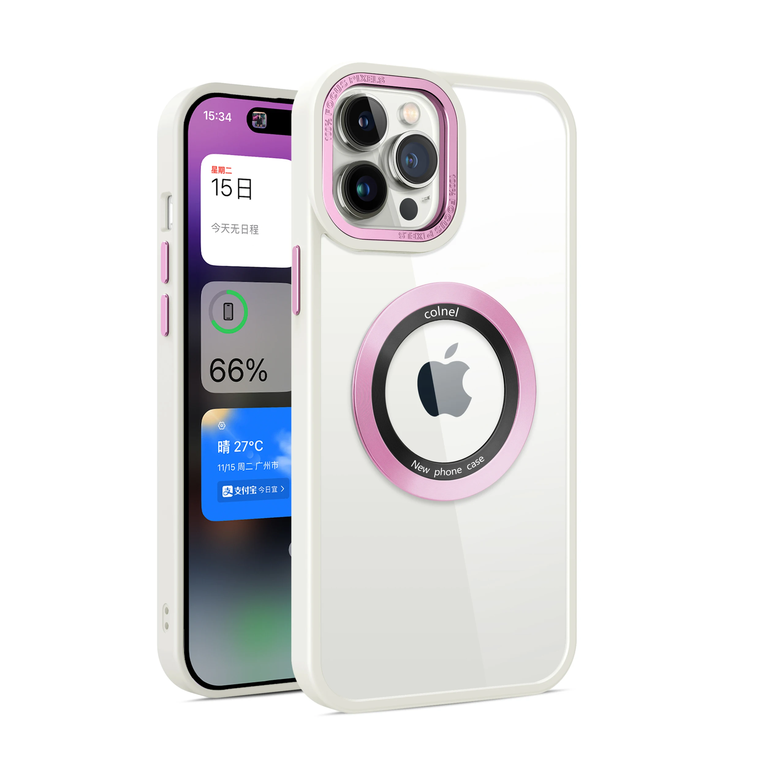 PC wireless charging clear phone case for iPhone 15 pro max back cover shockproof magnetic phone case for iPhone 12 13 14 pro