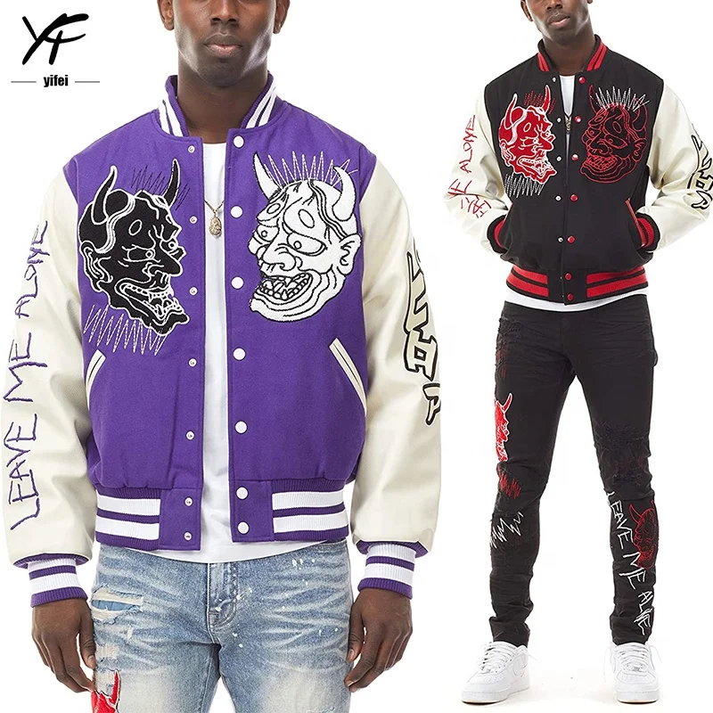 Custom embroidery logo letterman baseball jacket streetwear stylish man jacket coat varsity leather sleeves bomber jacket