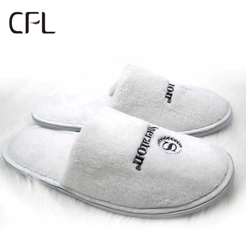 CFL hotel bathroom slipper logo hotel white slippers for hotel guestrooms hospitality supply luxury