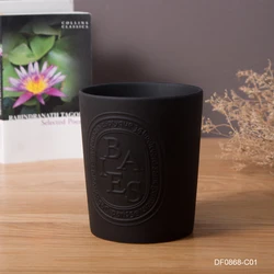 Wholesale Custom Eco Friendly Matte Embossed Logo Candle Vessels Container Large Empty Ceramic Candle Jar For Making Candles