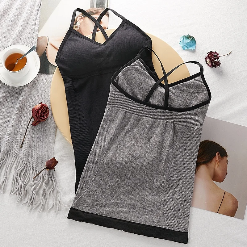 
Women criss-cross sexy cami shaper comfortable tank top bodyshaper camisole with bra 