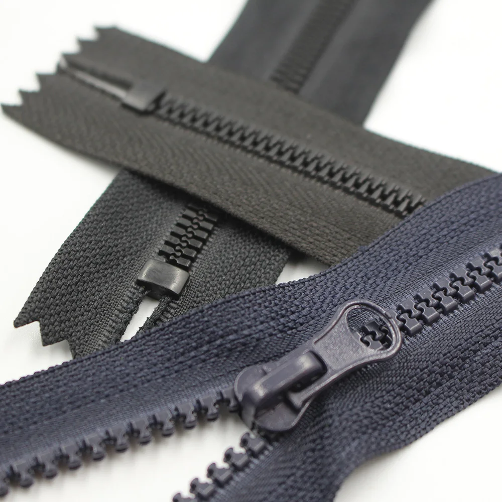 high quality plastic #5 close end resin zipper with hook puller for pocket