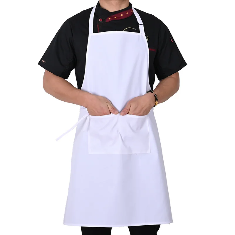 High Quality Waterproof Oilproof Antifouling Custom Kitchen Chef Apron Black Cooking Aprons for Women and Men with Pockets