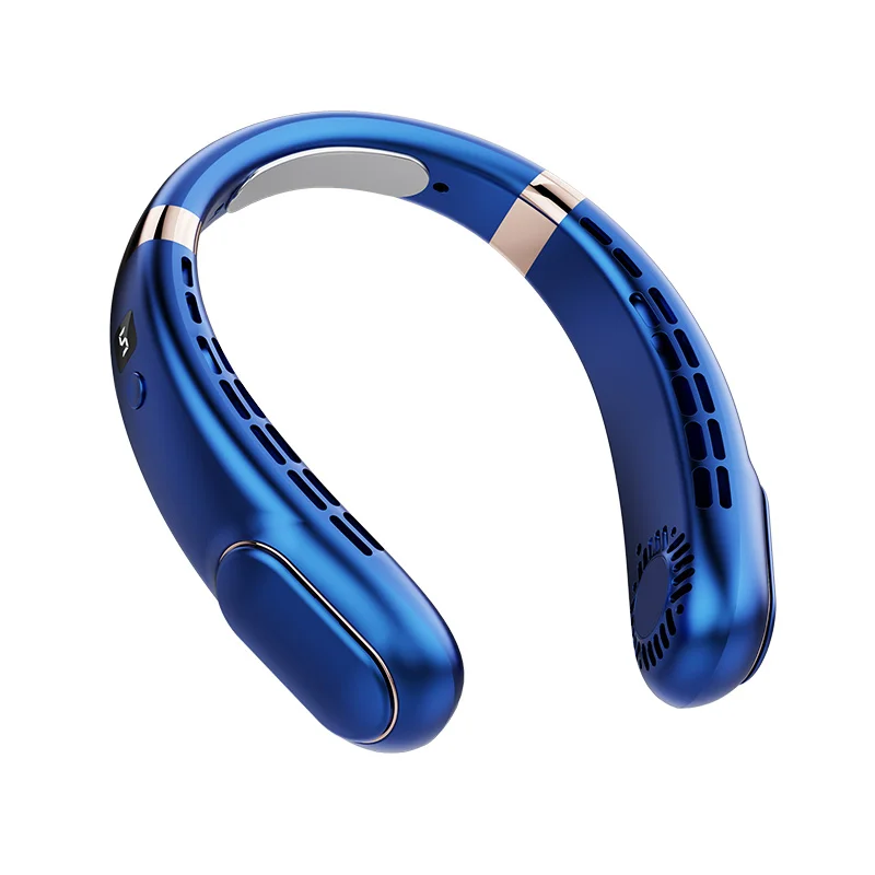 Portable Around Bladeless Hanging NeckBig Wind USB Mini Neck Fan Air Conditioner USB Rechargeable Bladeless 360 LED Neck Cooling