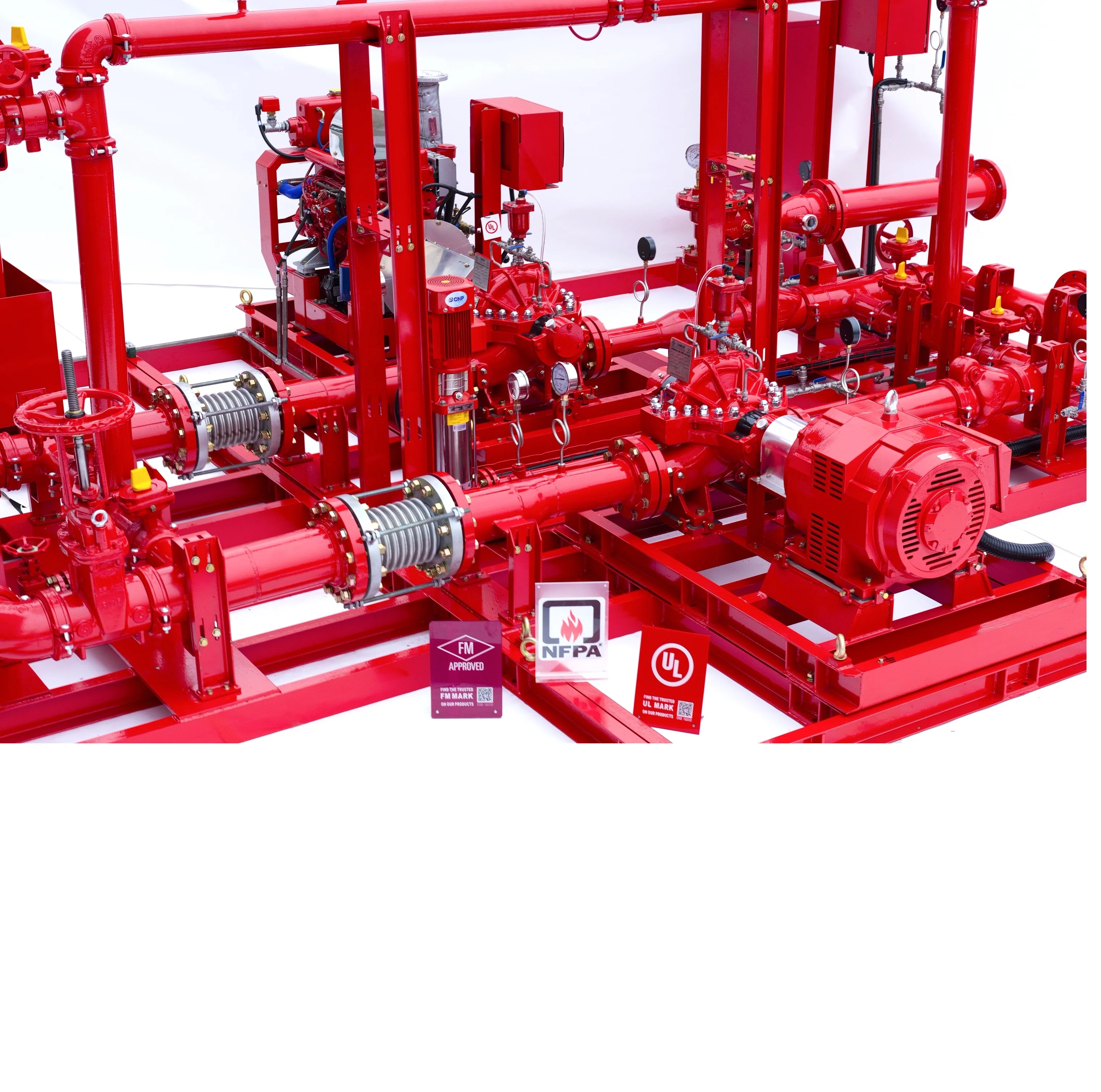 500gpm@12bar Electric Fire Pump+Diesel Fire Pump+ Jockey Pump in a skid