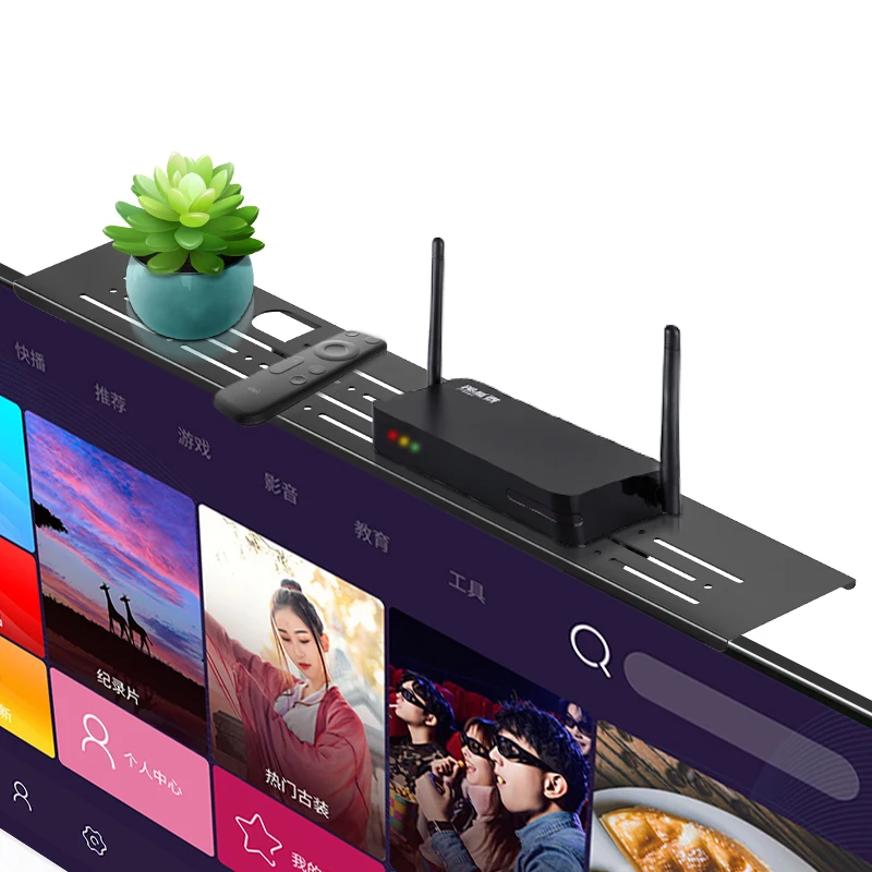 Black Metal 24 36 inch Extra Long Set Top Box Screen Shelf Steel Monitor TV Top Shelf