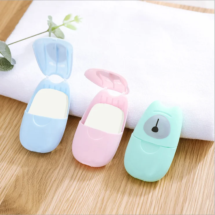 
Hot Sale Outdoor 50Pcs Blue Pink Green Hand Wash Tablet Foam Hand Washing Tablets Mini Portable Scented Paper Paper Soap In Box 