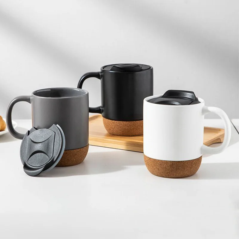 Оптовая продажа домашняя 350 мл однотонная матовая керамическая кофейная кружка с пробкой