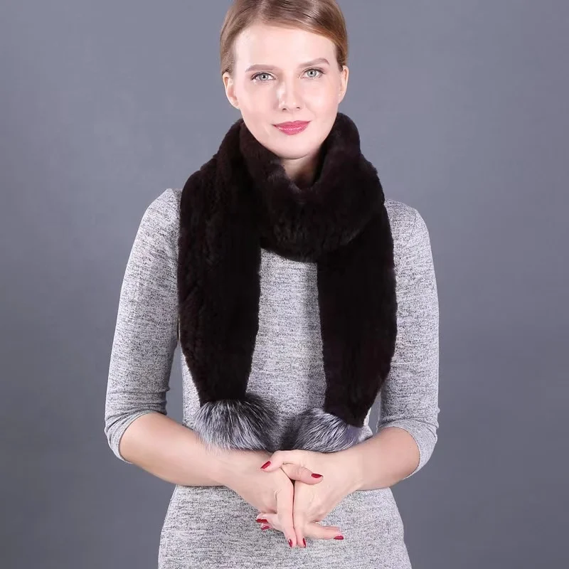 popular  winter  FUR  scarf     women   Rabbit fur  scarf fox  pom pom    fashion fur  scarf