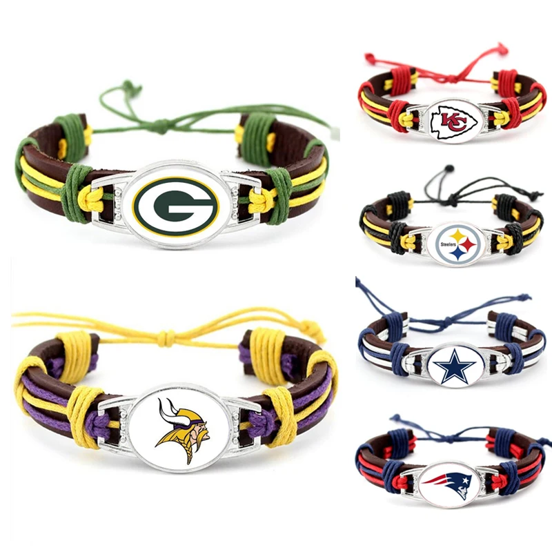Hot Selling NFL Bracelets Football Team Souvenir Hand-Wove Charm Creative Bracelets