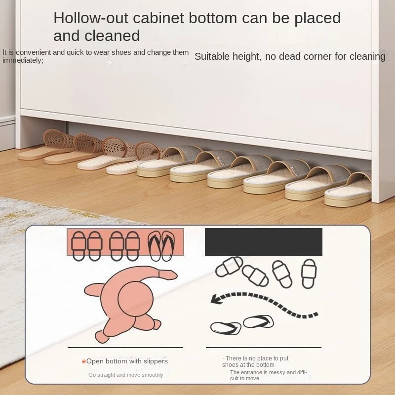 Shoe Cabinet Organizer Big Furniture with 2 Flip Drawers Style Wooden Sideboard Shoe Rack Hardware