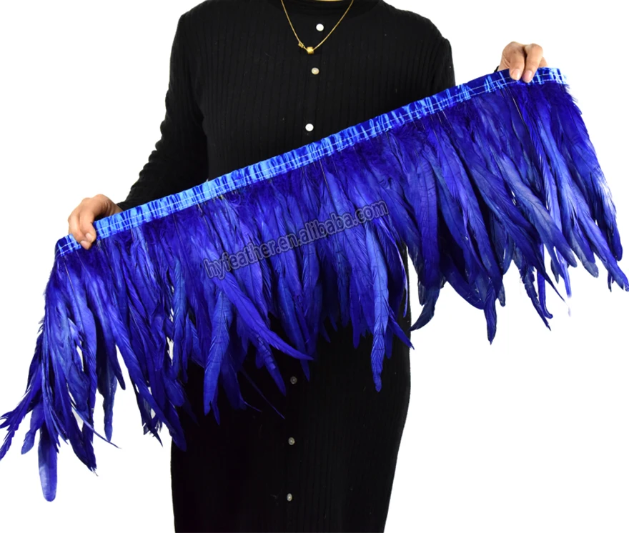Hot Sale Cheap Feathers Trimming For Carnival Costumes Wedding Chicken Rooster Coque Tail Fringe Feather Trim For Craft