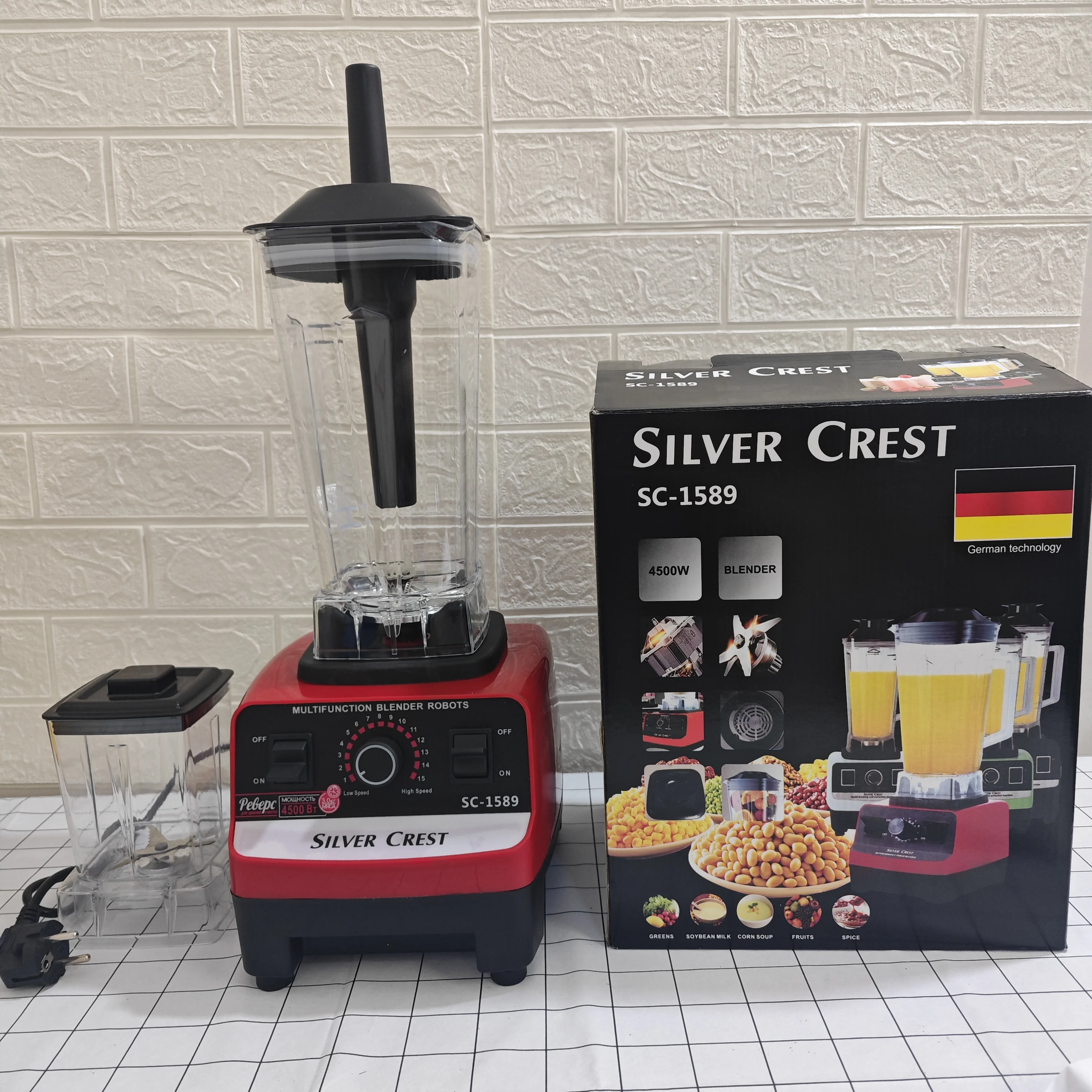 Heavy Duty Ice Smoothie Blenders Machine Portable Silver Crest Blender 4500W 2L Large Capacity Commercial With Mixer Grinder