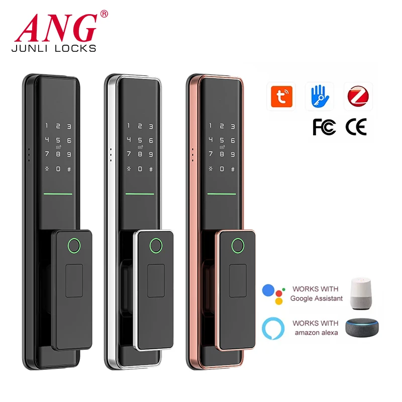 Push Pull Keyless Smart Door Lock With Fingerprint Passcode Automatic Biometric Electronic Lock