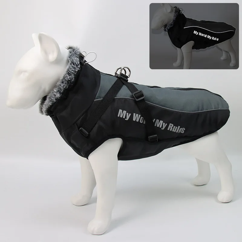 Outdoor Pets Jacket Reflective Adjustable Pet Dog Clothes With Harness Hole